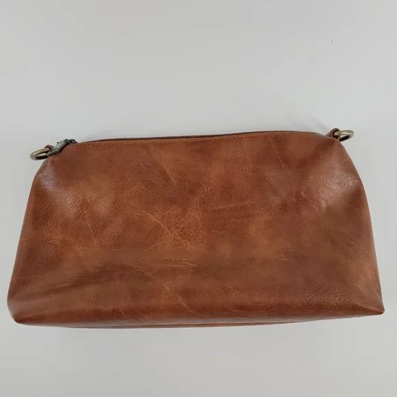 ๐ฅ Modern Suede + Faux Leather Convertible Tote Bag โ Rich Cognac Brown - Picture 8 of 14